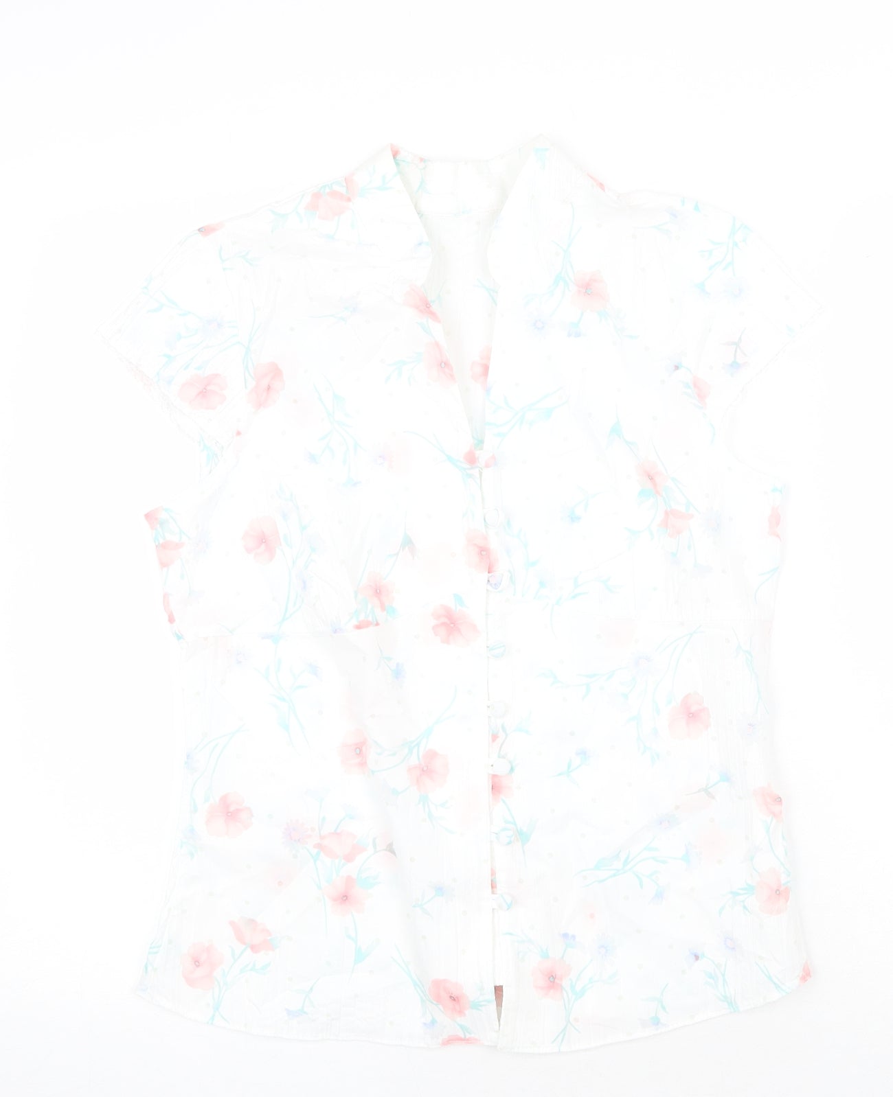 Womens UK Size 14 Preworn White Basic Button-Up