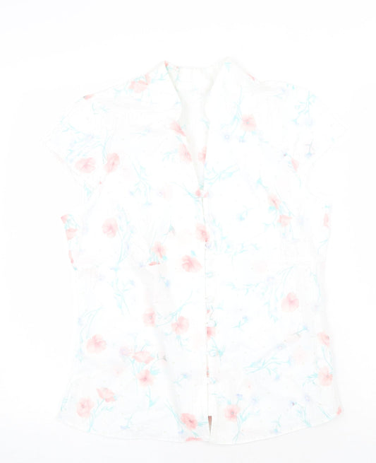 Womens UK Size 14 Preworn White Basic Button-Up