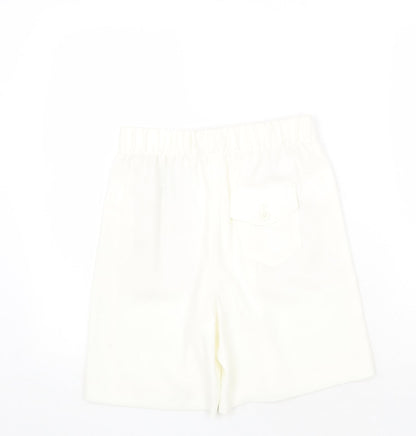 Marks and Spencer Womens White Polyester Culotte Shorts Size 6 Regular Pull On