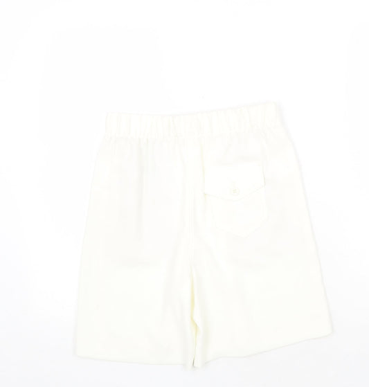Marks and Spencer Womens White Polyester Culotte Shorts Size 6 Regular Pull On