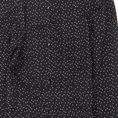 Ayanapa Womens Black Polka Dot Polyester Shirt Dress Size M Collared Button
