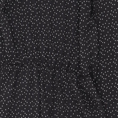 Ayanapa Womens Black Polka Dot Polyester Shirt Dress Size M Collared Button