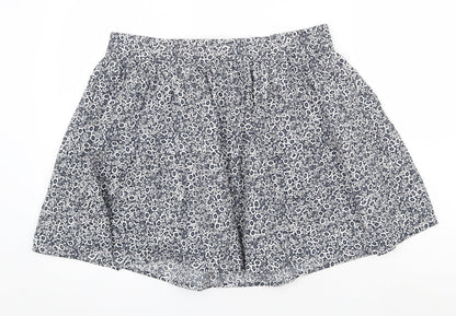 Marks and Spencer Womens Blue Floral Cotton Skater Skirt Size 16