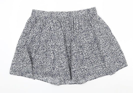 Marks and Spencer Womens Blue Floral Cotton Skater Skirt Size 16