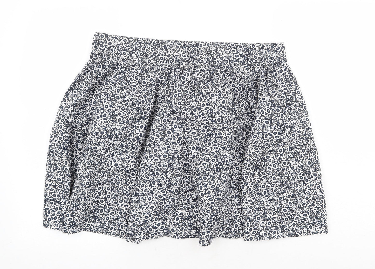 Marks and Spencer Womens Blue Floral Cotton Skater Skirt Size 16