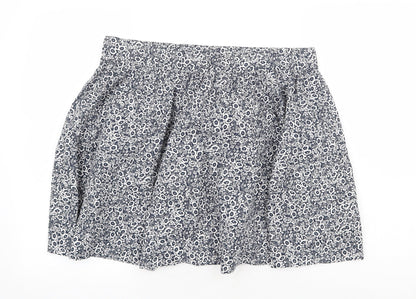 Marks and Spencer Womens Blue Floral Cotton Skater Skirt Size 16