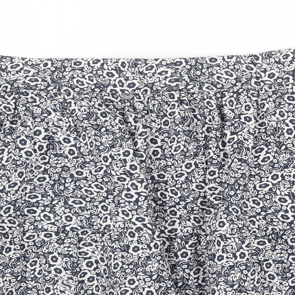 Marks and Spencer Womens Blue Floral Cotton Skater Skirt Size 16