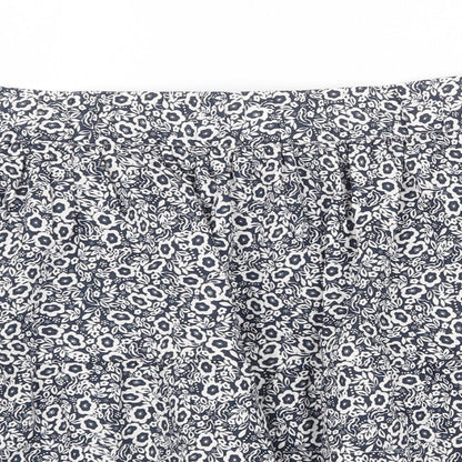 Marks and Spencer Womens Blue Floral Cotton Skater Skirt Size 16
