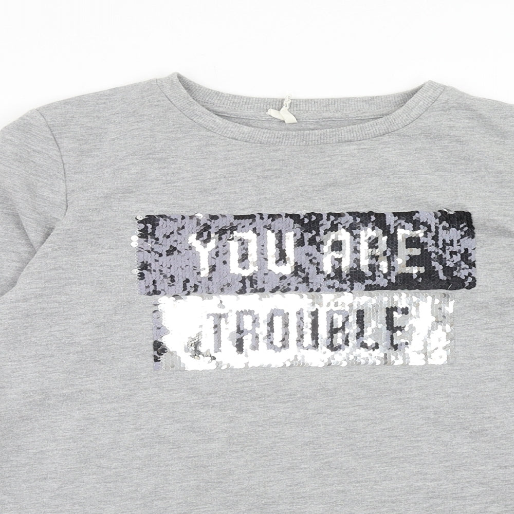 Young Dimension Girls Grey Polyester Pullover Sweatshirt Size 12-13 Years Pullover - You Are Trouble