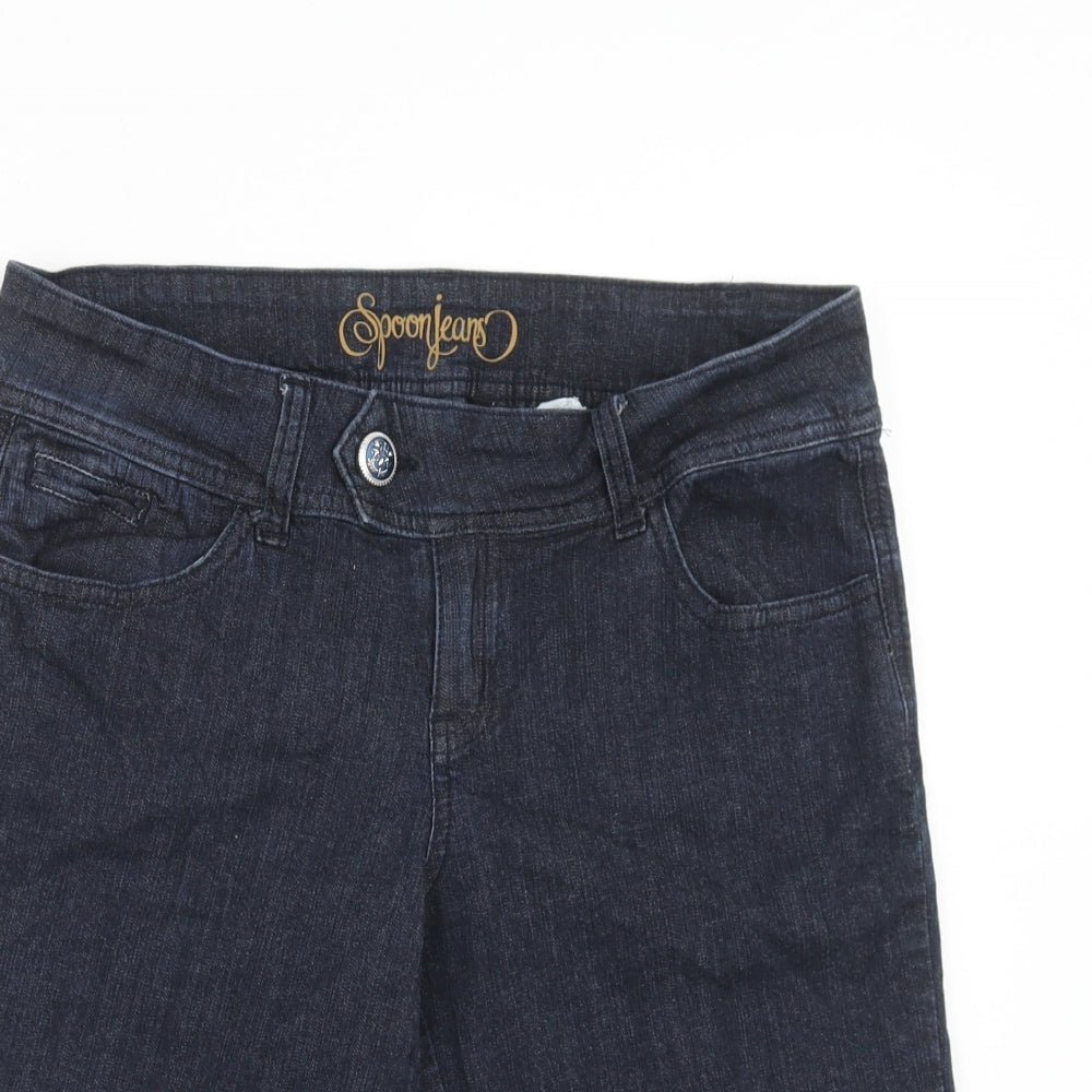Spoon jeans Womens Blue Cotton Bermuda Shorts Size L Regular Zip