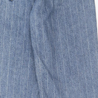 Denim & Co. Womens Blue Striped Cotton Straight Jeans Size 8 Regular Zip