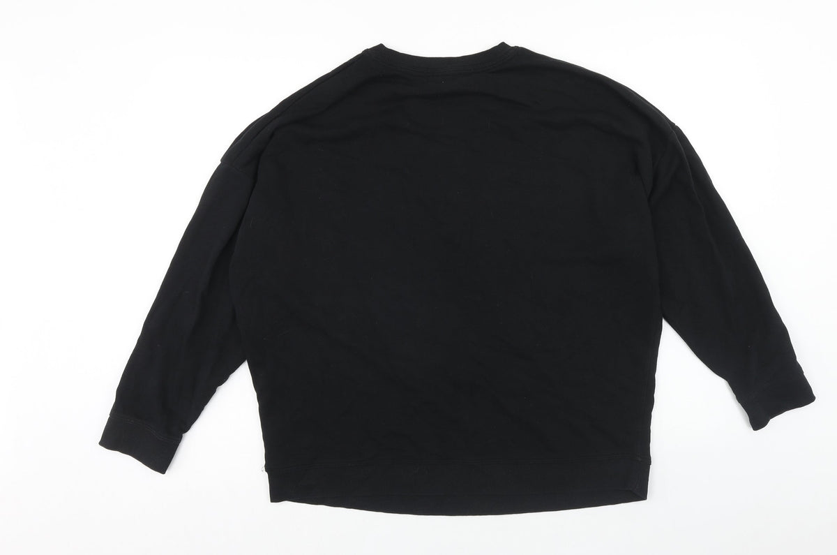 New Look Womens Black Cotton Pullover Sweatshirt Size 14 Pullover - Christmas