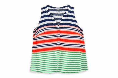 Holly & Whyte Womens Multicoloured Striped Viscose Basic Tank Size 12 V-Neck