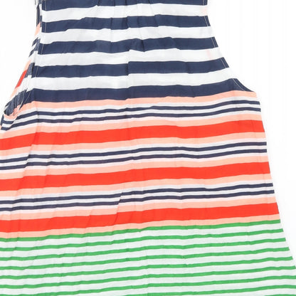 Holly & Whyte Womens Multicoloured Striped Viscose Basic Tank Size 12 V-Neck