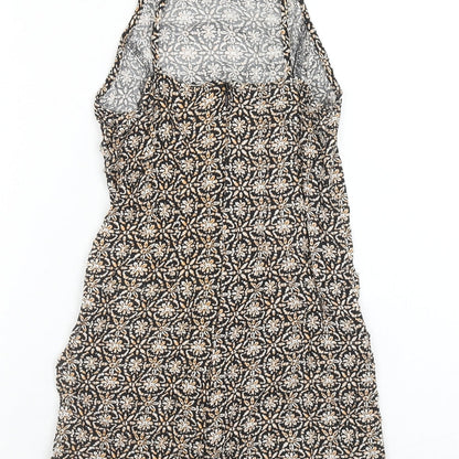 Urban renewal Womens Black Geometric Viscose A-Line Size XS Square Neck Zip