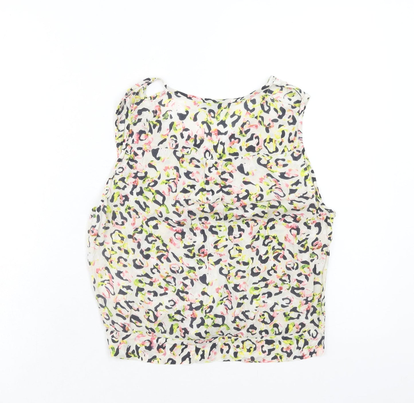 attr@ttivo Womens Multicoloured Geometric Viscose Basic Tank Size S V-Neck