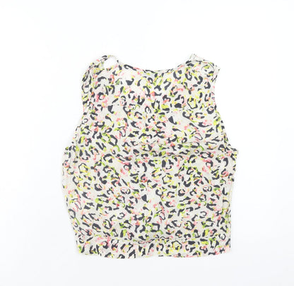 attr@ttivo Womens Multicoloured Geometric Viscose Basic Tank Size S V-Neck
