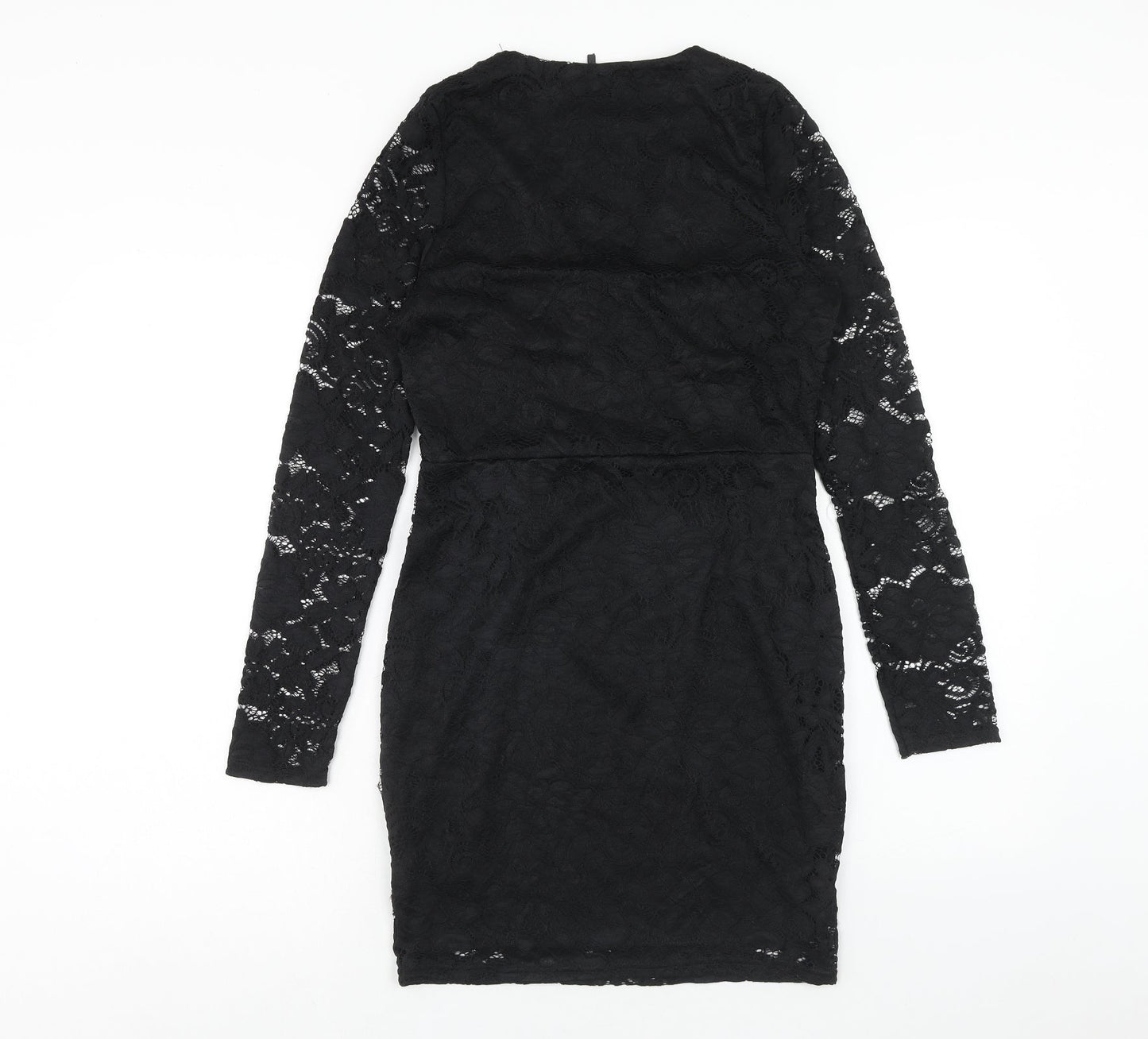 Boohoo Womens Black Polyester Pencil Dress Size 10 V-Neck Pullover