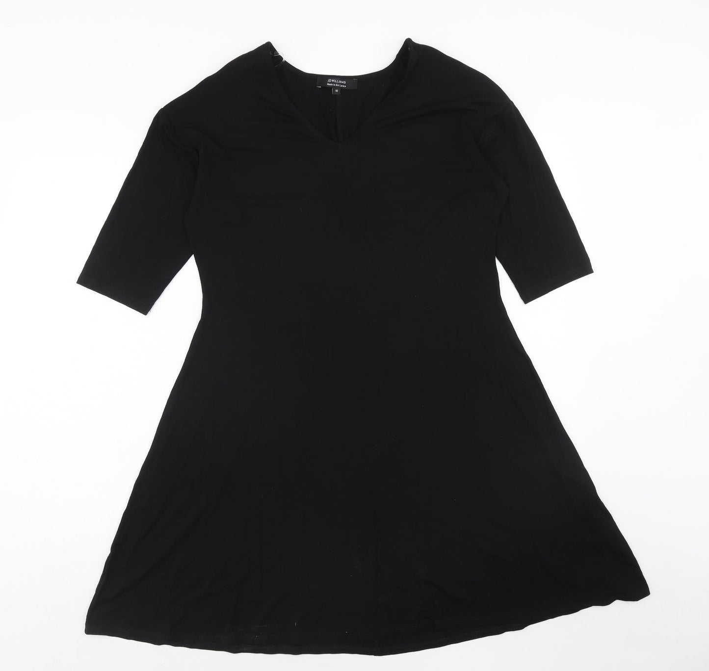 JD Wiliams Womens Black Viscose Fit & Flare Size 10 V-Neck Pullover