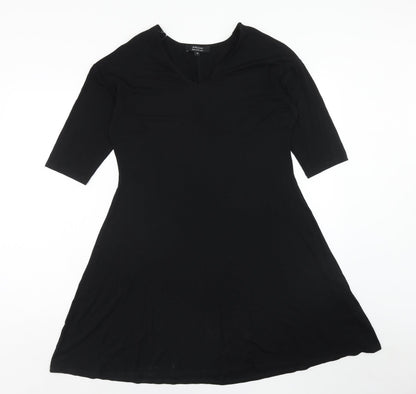 JD Wiliams Womens Black Viscose Fit & Flare Size 10 V-Neck Pullover