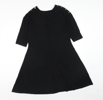 JD Wiliams Womens Black Viscose Fit & Flare Size 10 V-Neck Pullover