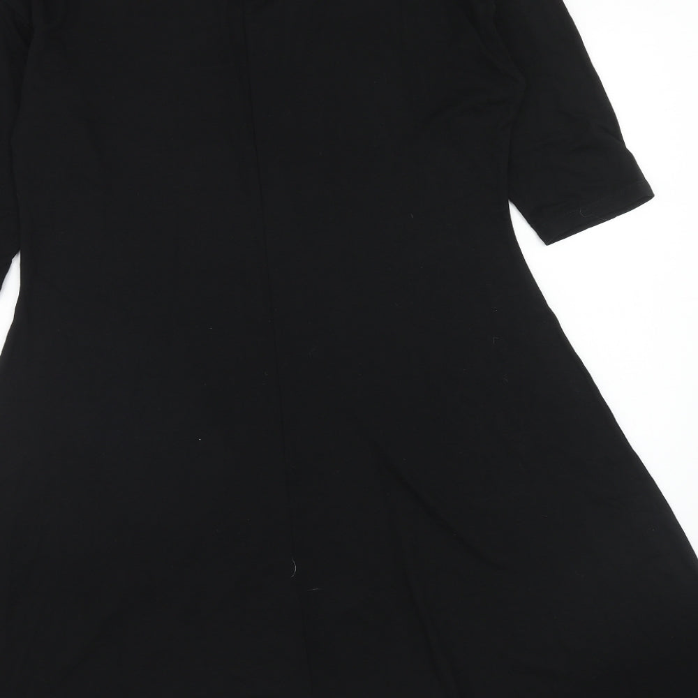 JD Wiliams Womens Black Viscose Fit & Flare Size 10 V-Neck Pullover