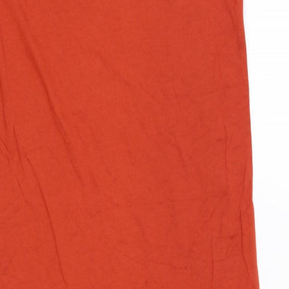 Marks and Spencer Womens Orange Viscose T-Shirt Dress Size S V-Neck Pullover