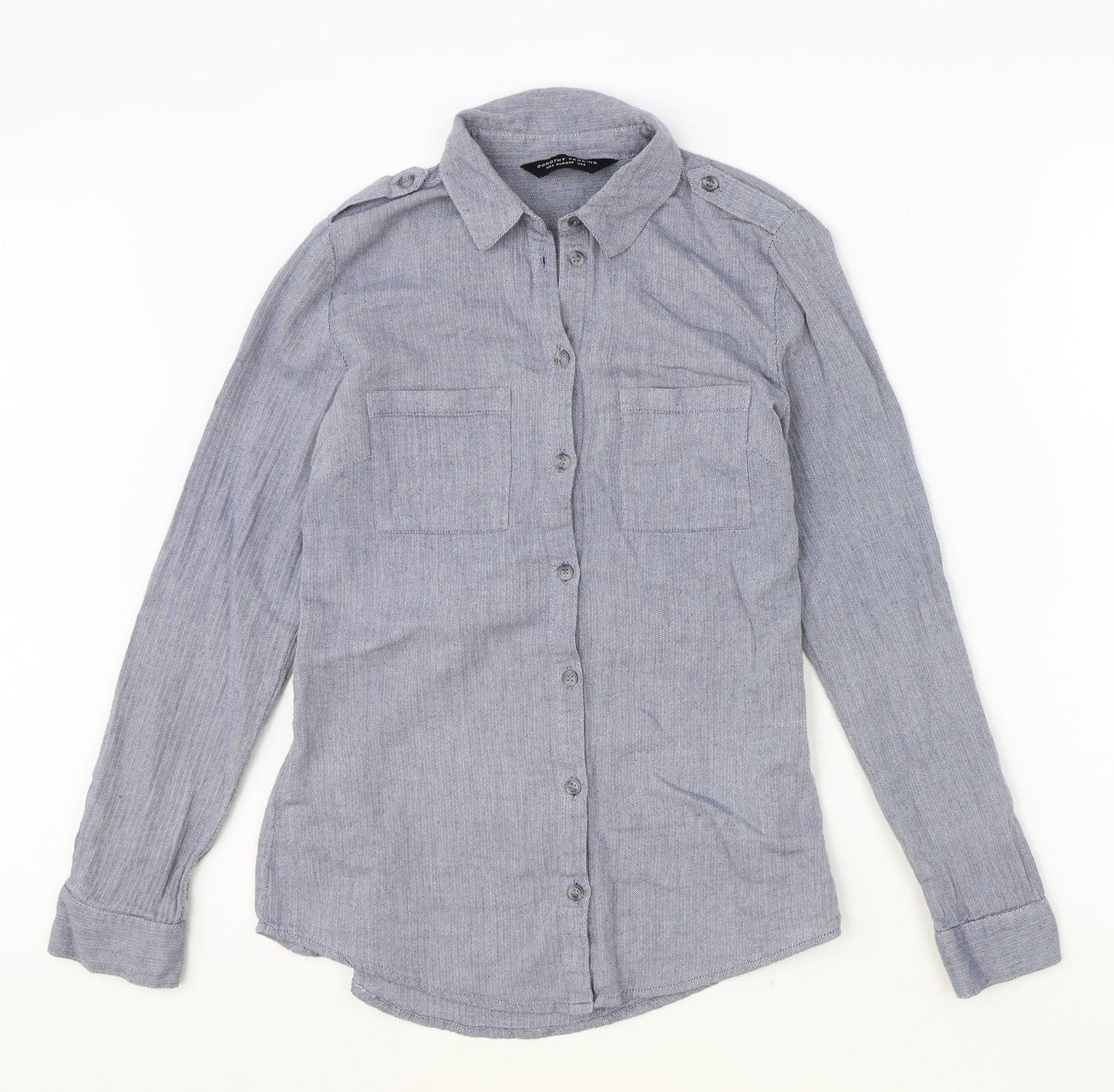 Womens UK Size 8 Dorothy Perkins Blue Basic Button-Up