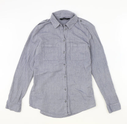 Womens UK Size 8 Dorothy Perkins Blue Basic Button-Up