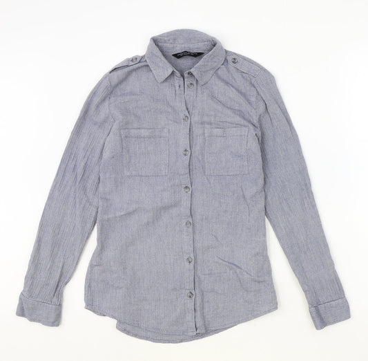 Womens UK Size 8 Dorothy Perkins Blue Basic Button-Up