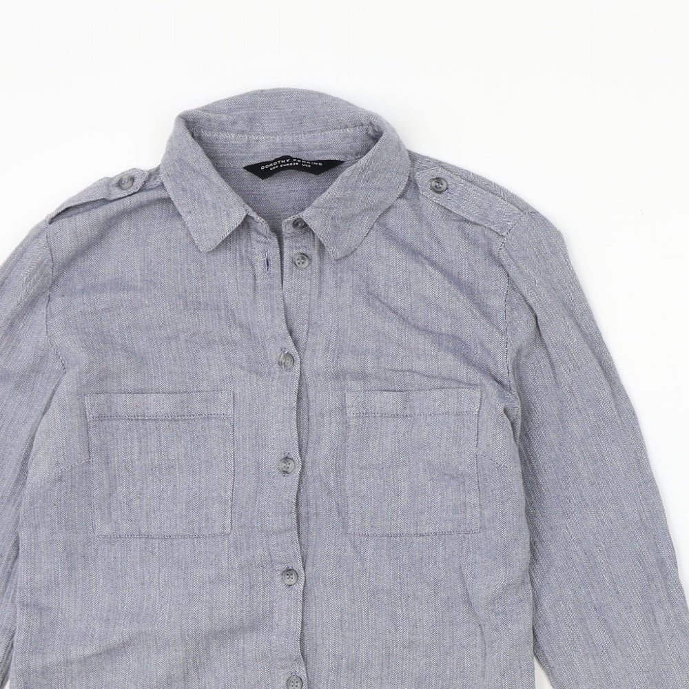 Womens UK Size 8 Dorothy Perkins Blue Basic Button-Up
