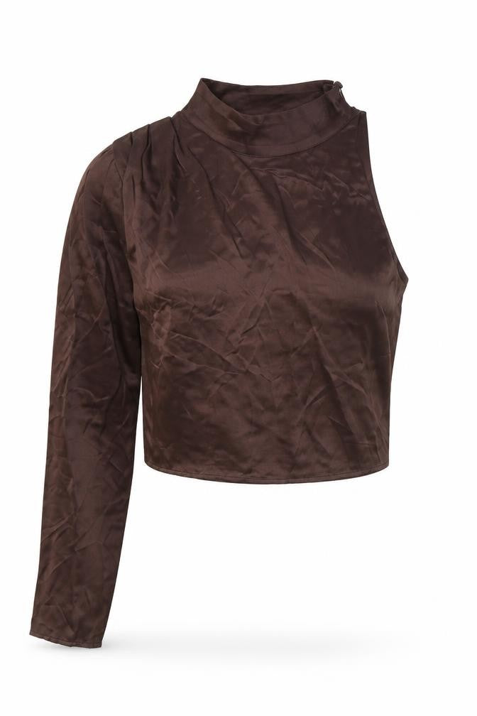 Womens UK Size S Zara Brown Cropped Blouse