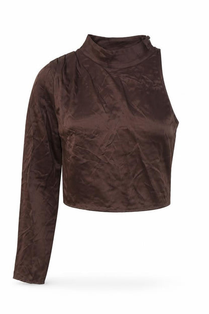 Womens UK Size S Zara Brown Cropped Blouse