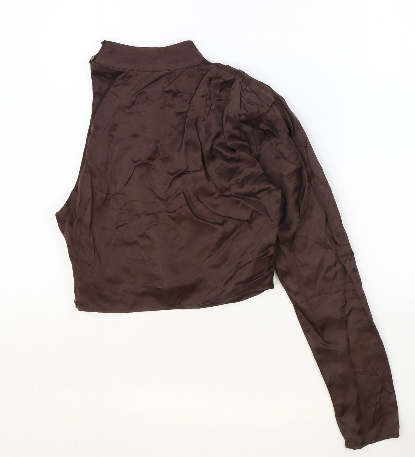Womens UK Size S Zara Brown Cropped Blouse