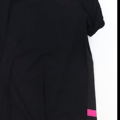 Preen Womens Black Floral Polyester Basic T-Shirt Size 10 Round Neck