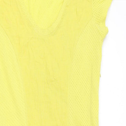 Maloka Womens Yellow Cotton Bodycon Size XS Scoop Neck Zip