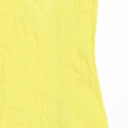 Maloka Womens Yellow Cotton Bodycon Size XS Scoop Neck Zip