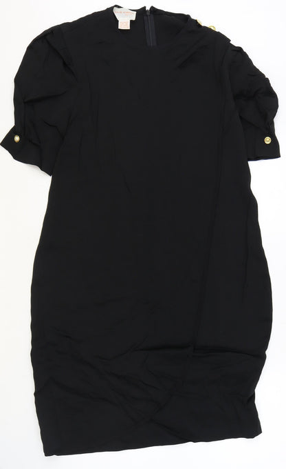 David Warren Womens Black Rayon Sheath Size 10 Round Neck Zip