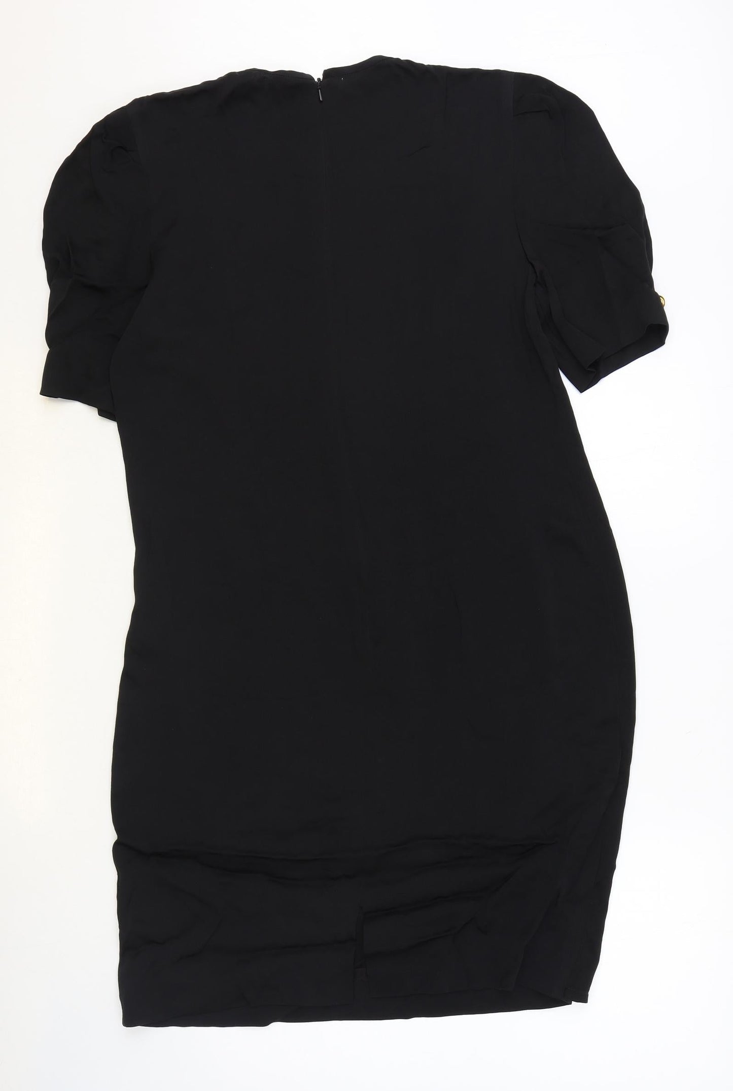 David Warren Womens Black Rayon Sheath Size 10 Round Neck Zip