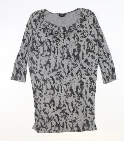Fransa Womens Grey Geometric Viscose Jumper Dress Size S Cowl Neck Pullover