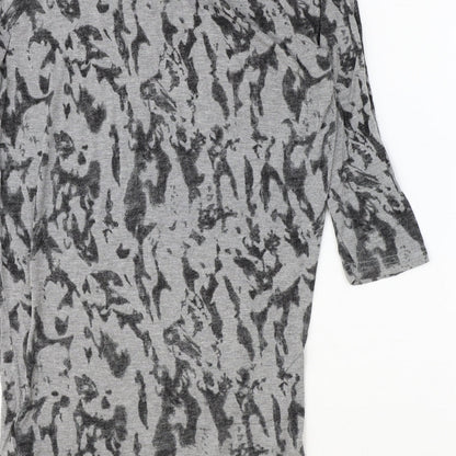 Fransa Womens Grey Geometric Viscose Jumper Dress Size S Cowl Neck Pullover