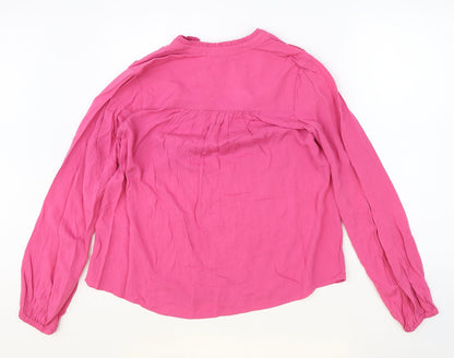 Marks and Spencer Womens Pink Viscose Basic Blouse Size 6 V-Neck