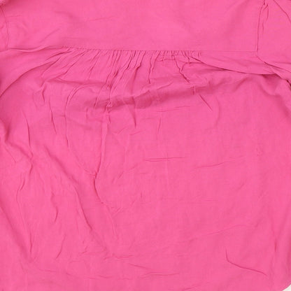Marks and Spencer Womens Pink Viscose Basic Blouse Size 6 V-Neck