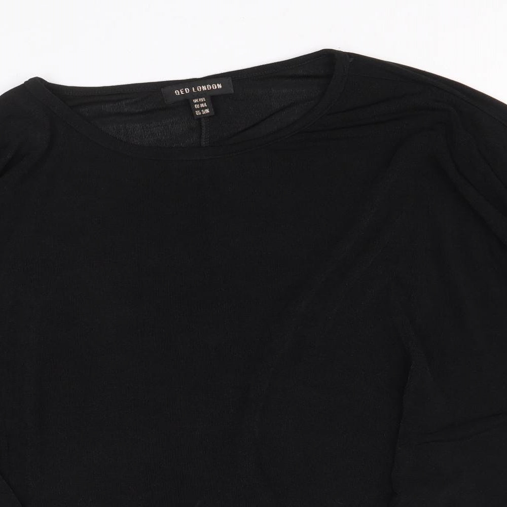 Womens UK Size M QED London Black Basic T-Shirt