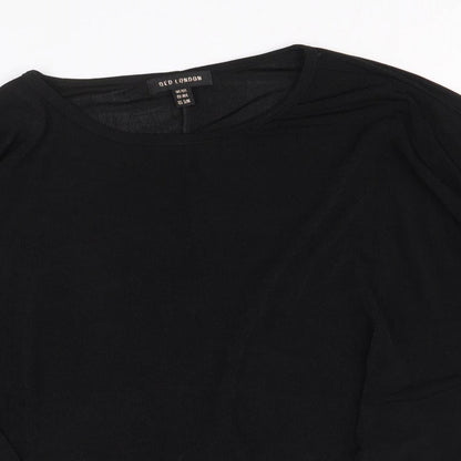 Womens UK Size M QED London Black Basic T-Shirt