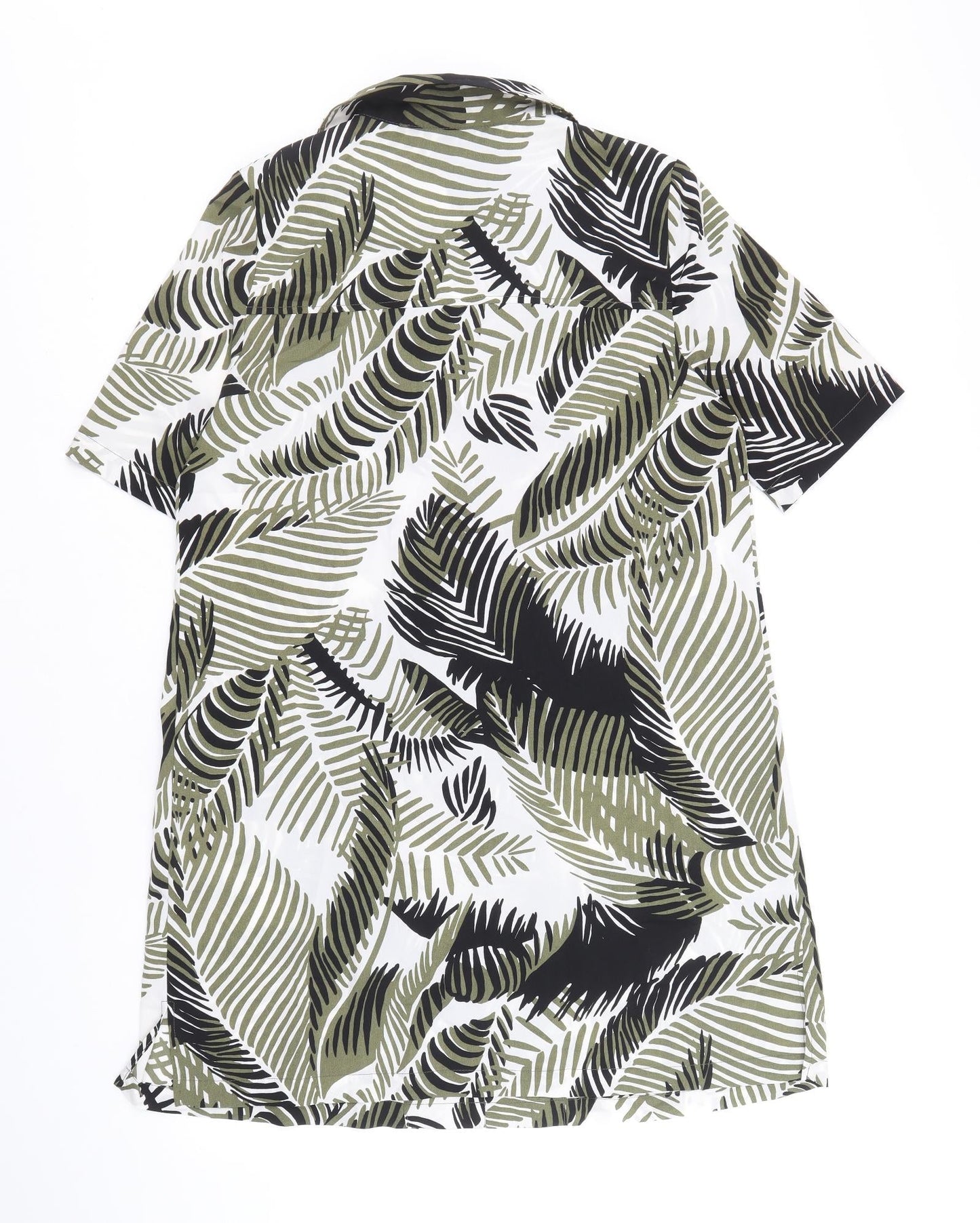 Topshop Womens Multicoloured Geometric Polyester Shirt Dress Size 8 Collared Button - Leaf Print