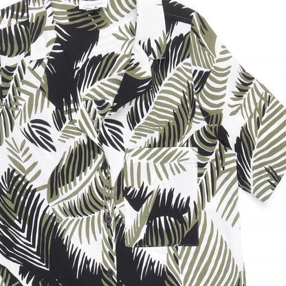 Topshop Womens Multicoloured Geometric Polyester Shirt Dress Size 8 Collared Button - Leaf Print