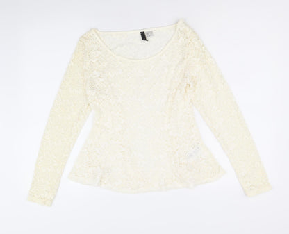 Womens UK Size M H&M Ivory Basic Blouse