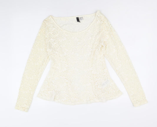 Womens UK Size M H&M Ivory Basic Blouse