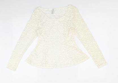 Womens UK Size M H&M Ivory Basic Blouse